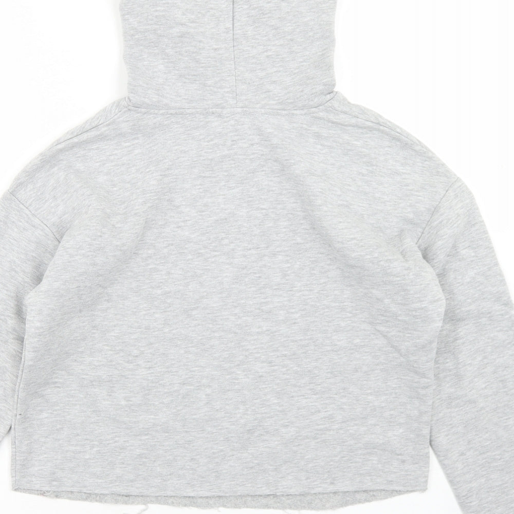 New Look Girls Grey  Polyester Pullover Hoodie Size 12-13 Years   - Cropped