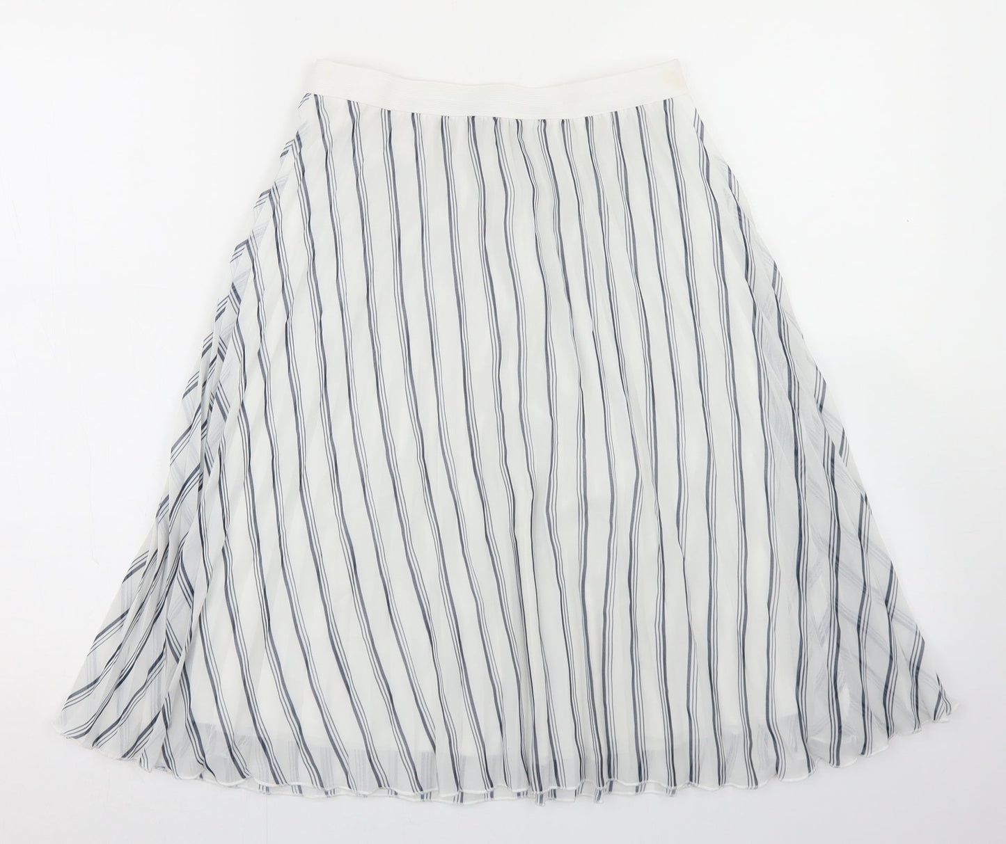 Atmosphere Womens White Striped Polyester Pleated Skirt Size 8    -