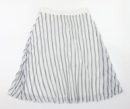Atmosphere Womens White Striped Polyester Pleated Skirt Size 8    -