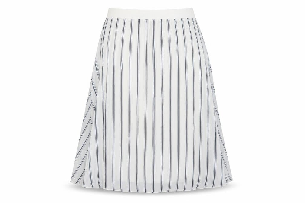 Atmosphere Womens White Striped Polyester Pleated Skirt Size 8    -