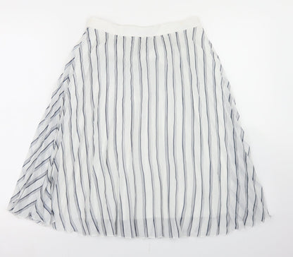 Atmosphere Womens White Striped Polyester Pleated Skirt Size 8    -