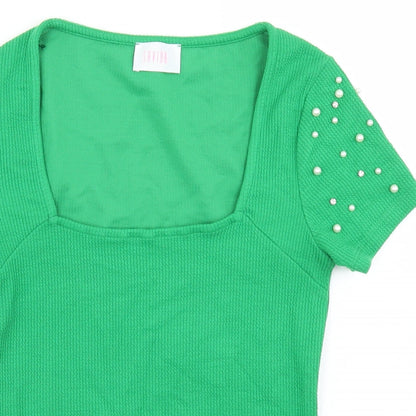 Womens UK Size XS Savida Green Basic T-Shirt