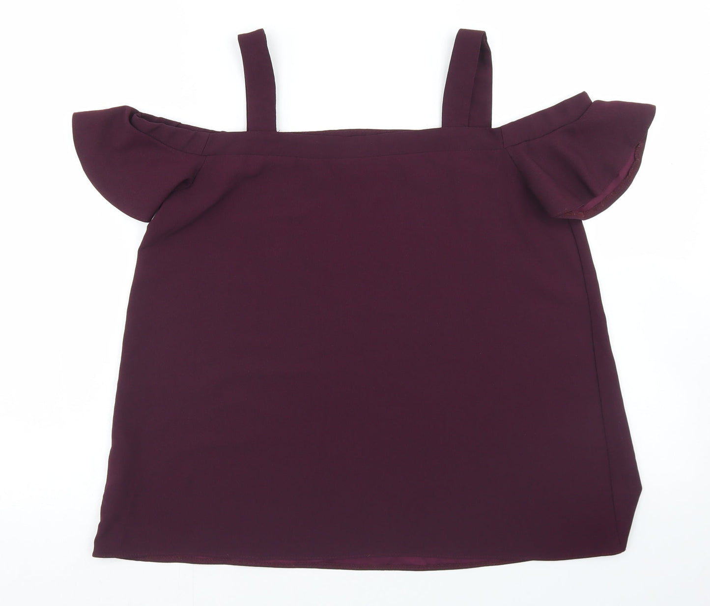 Atmosphere Womens Purple  Polyester Basic Blouse Size 10 Off the Shoulder - cold Shoulder