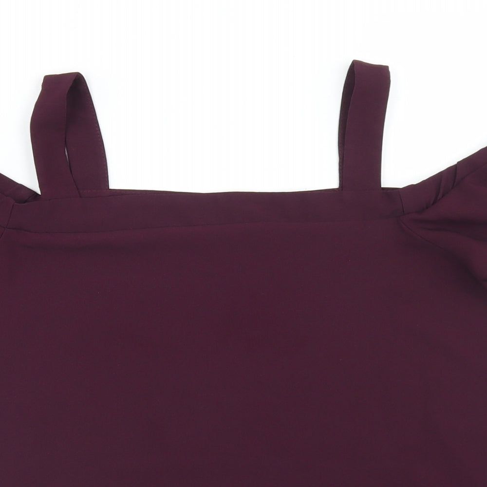Atmosphere Womens Purple  Polyester Basic Blouse Size 10 Off the Shoulder - cold Shoulder