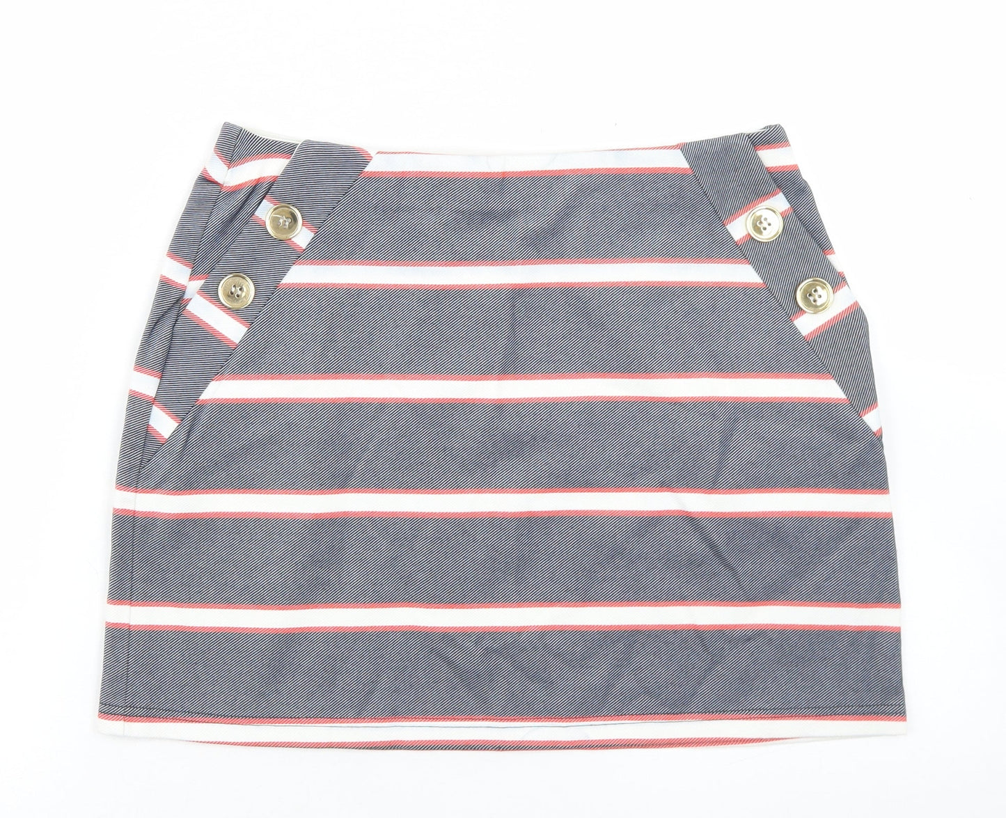 Oasis Womens Blue Striped Viscose A-Line Skirt Size S