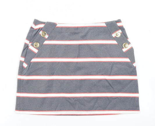 Oasis Womens Blue Striped Viscose A-Line Skirt Size S