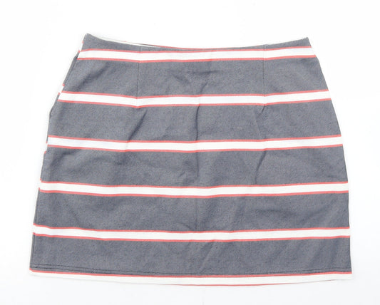 Oasis Womens Blue Striped Viscose A-Line Skirt Size S
