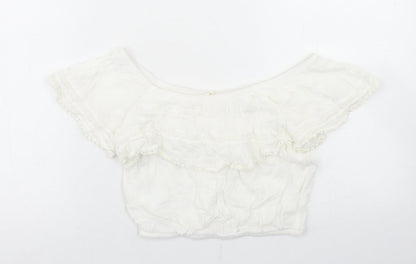 Womens UK Size 4 H&M White Cropped Blouse