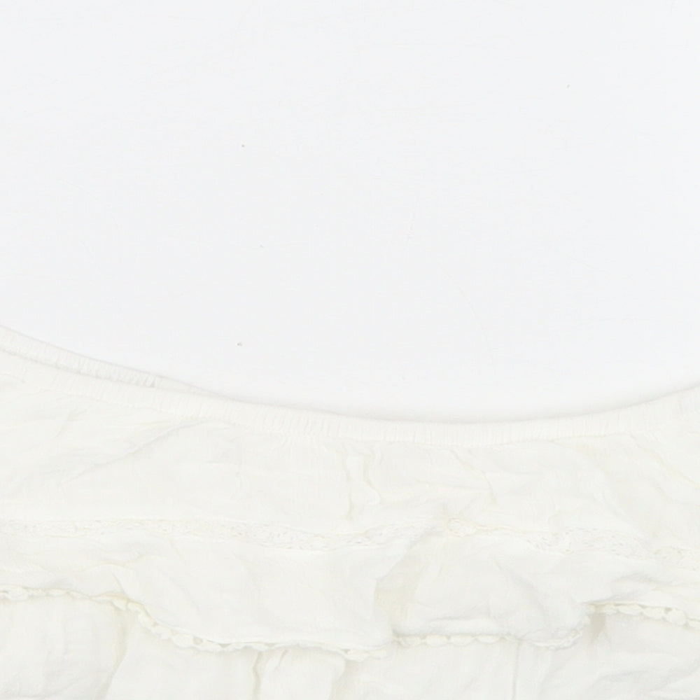 Womens UK Size 4 H&M White Cropped Blouse