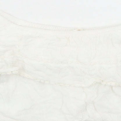 Womens UK Size 4 H&M White Cropped Blouse