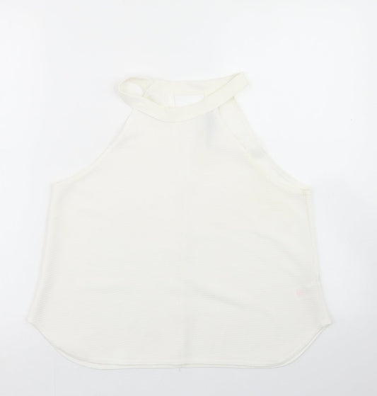 Boohoo Womens White  Polyester Basic Blouse Size 12 Halter