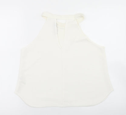 Boohoo Womens White  Polyester Basic Blouse Size 12 Halter