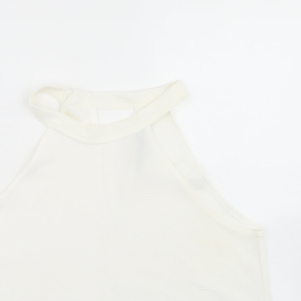 Boohoo Womens White  Polyester Basic Blouse Size 12 Halter