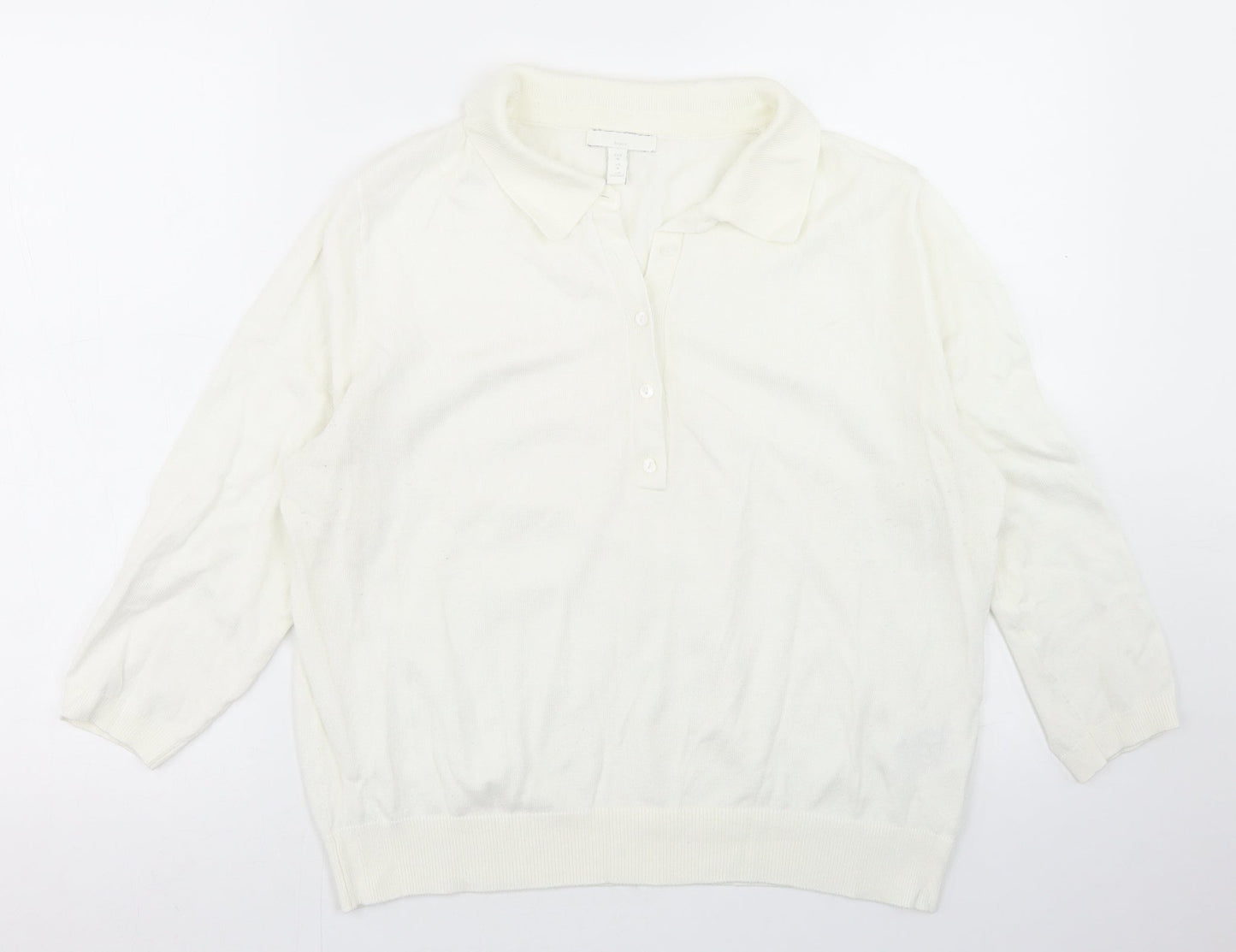 Womens UK Size M H&M White Basic Polo