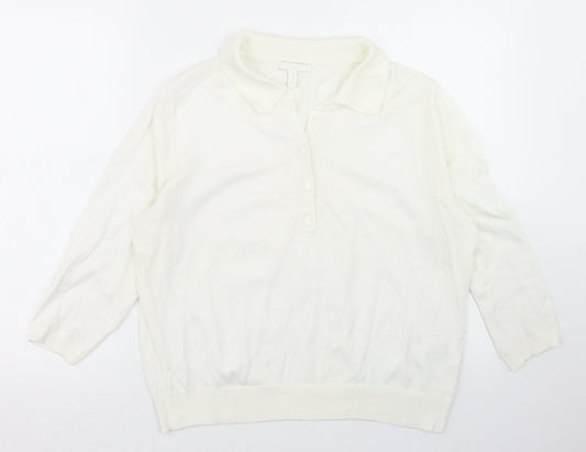Womens UK Size M H&M White Basic Polo