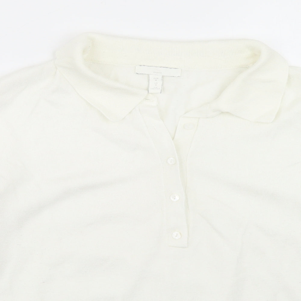 Womens UK Size M H&M White Basic Polo