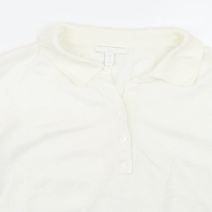 Womens UK Size M H&M White Basic Polo