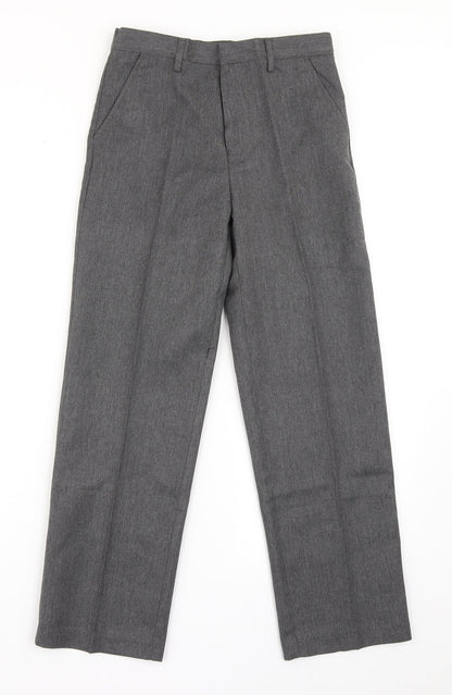 Top Class Boys Grey  Polyester Dress Pants Trousers Size 10 Years  Regular Zip - School Wear