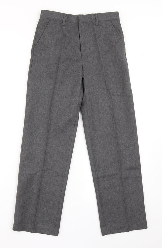 Top Class Boys Grey  Polyester Dress Pants Trousers Size 10 Years  Regular Zip - School Wear