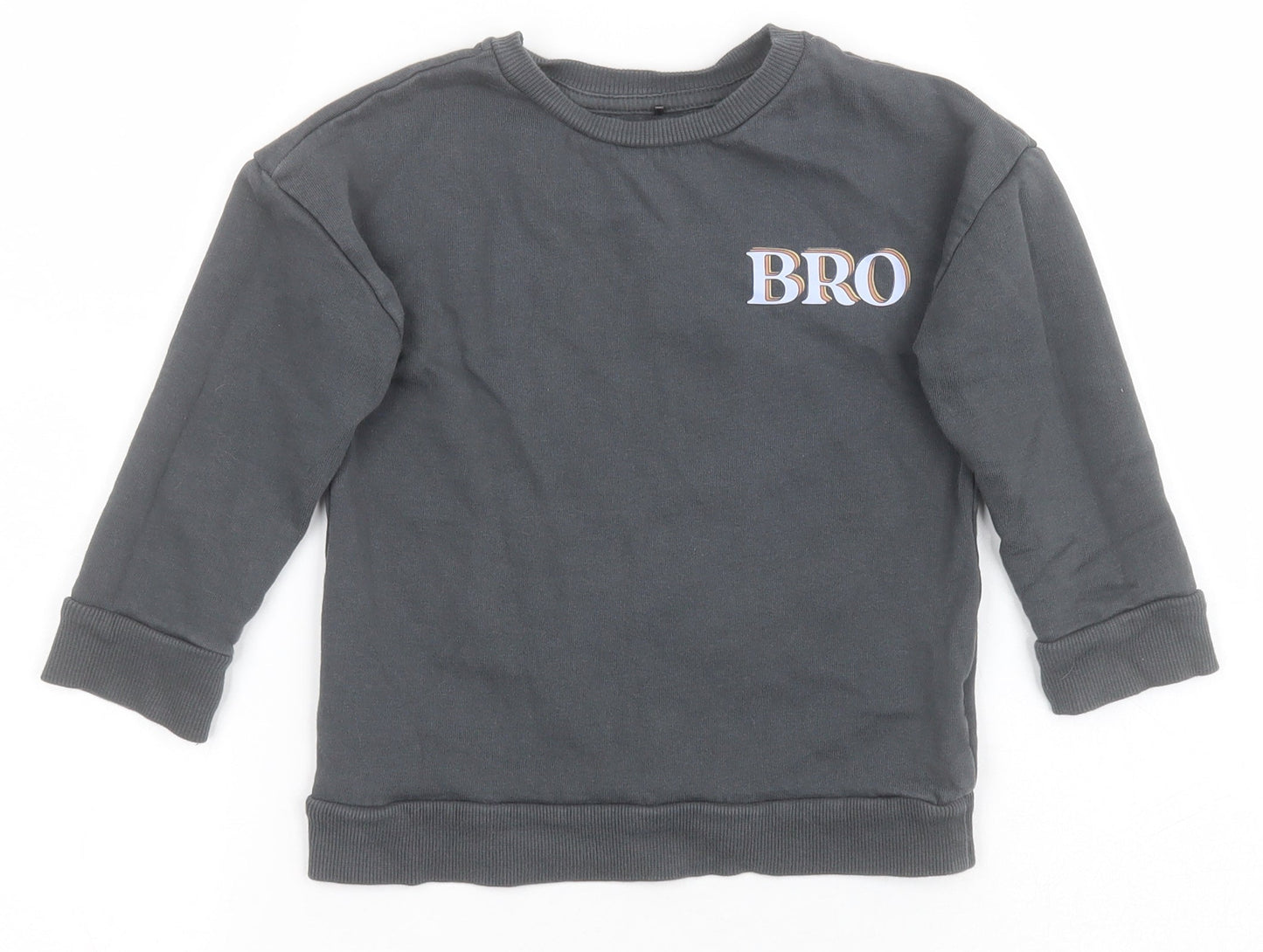 George Boys Grey  Cotton Pullover Sweatshirt Size 2-3 Years   - Multi-coloured BRO print