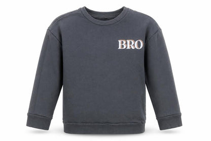 Front view of George boys’ grey cotton pullover sweatshirt, size 2-3, years - multi-coloured bro print