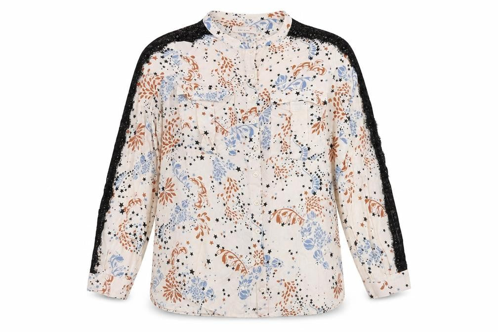 Marks and Spencer Womens Ivory Floral Viscose Basic Button-Up Size 16 Collared
