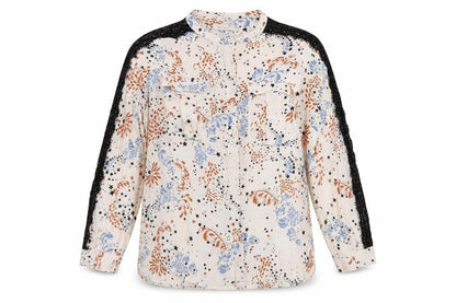 Marks and Spencer Womens Ivory Floral Viscose Basic Button-Up Size 16 Collared