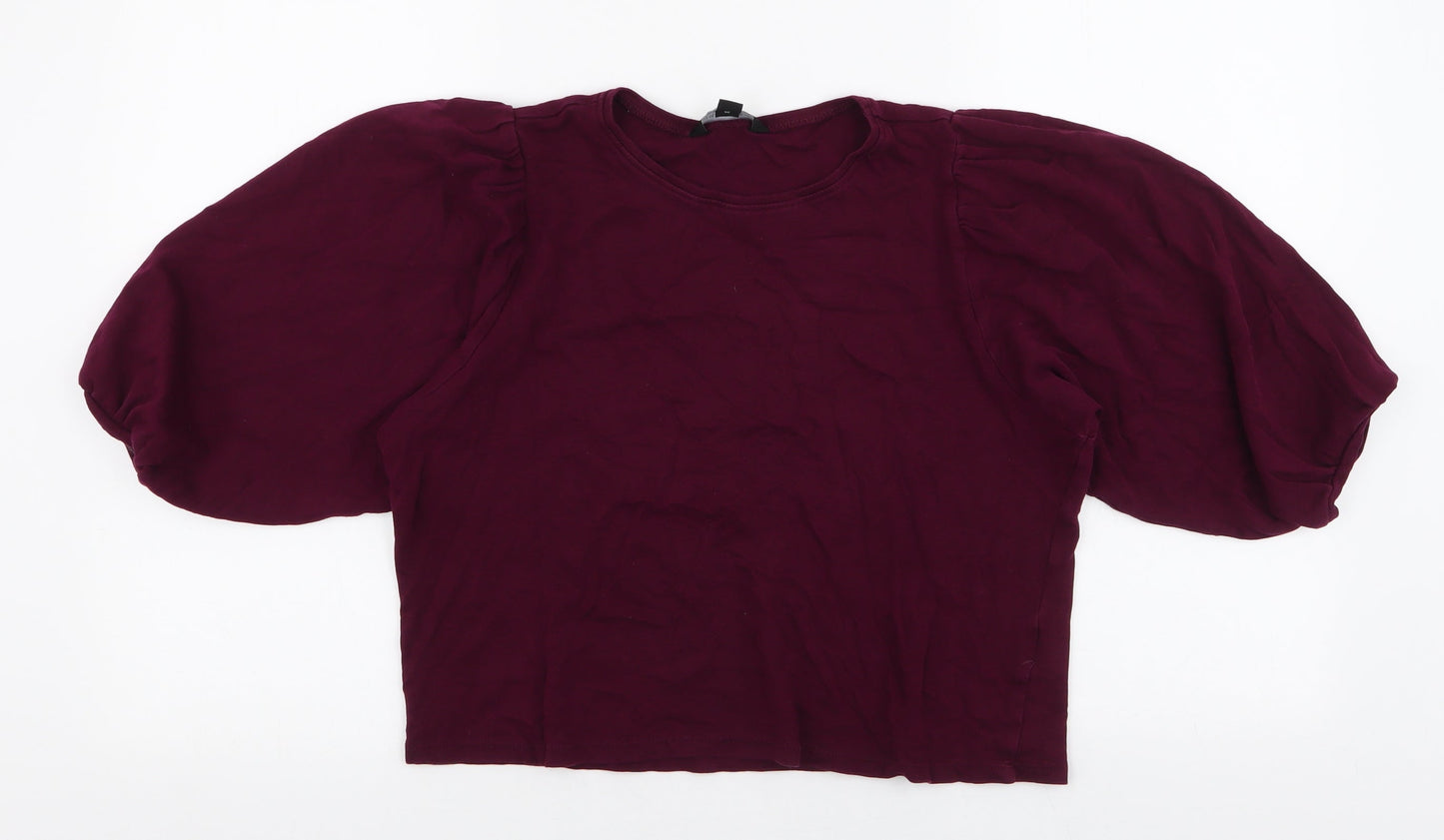 Womens UK Size 10 New Look Purple Cropped Blouse