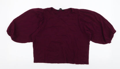 Womens UK Size 10 New Look Purple Cropped Blouse