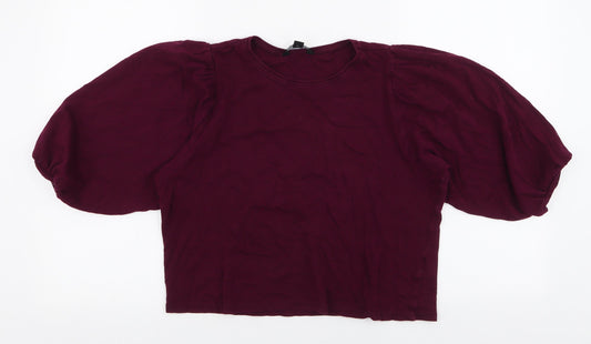 Womens UK Size 10 New Look Purple Cropped Blouse