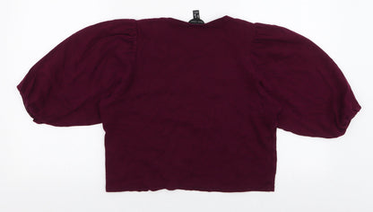 Womens UK Size 10 New Look Purple Cropped Blouse