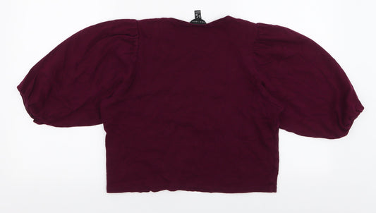 Womens UK Size 10 New Look Purple Cropped Blouse