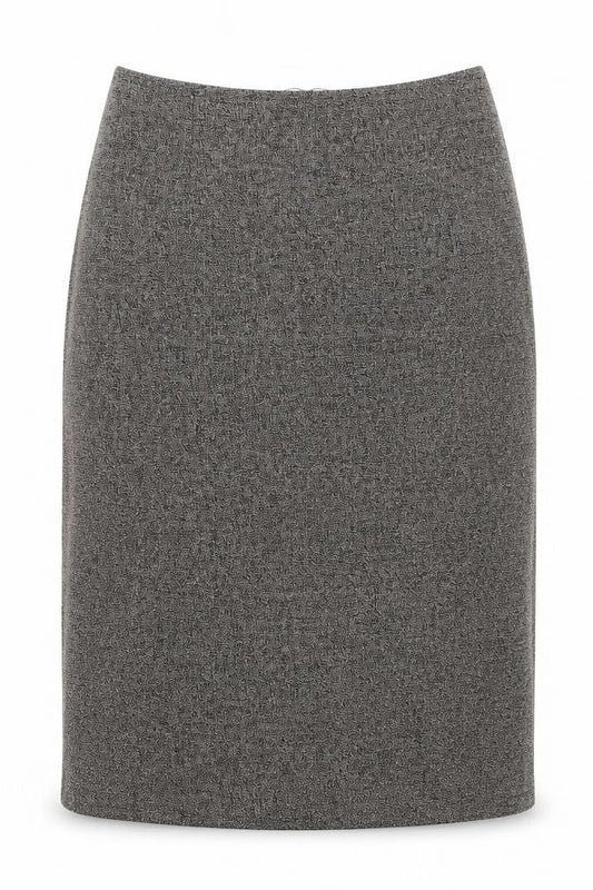 Front view of Gerard women’s beige polyester a-line skirt, size UK 10, zip