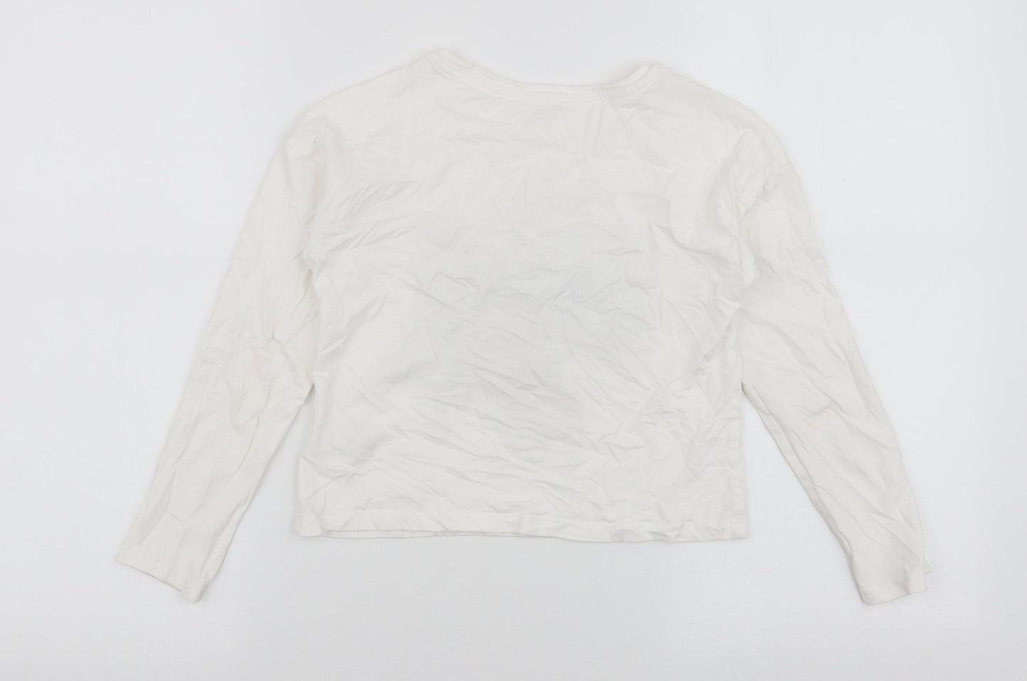 Dunnes Stores Girls White  100% Cotton Jersey T-Shirt Size 8-9 Years Round Neck Pullover - New York
