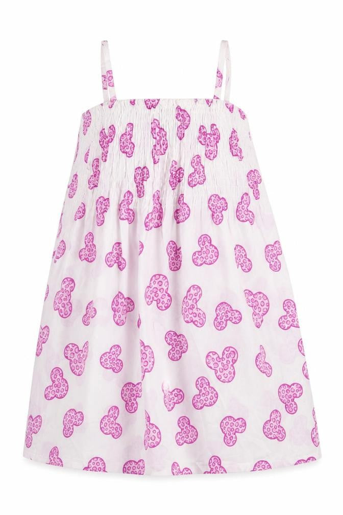 Front view of Disneyland Resort girls’ white 100% cotton a-line, square neck pullover - disneyland resort minnie mouse