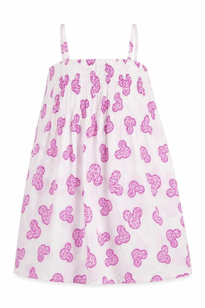 Front view of Disneyland Resort girls’ white 100% cotton a-line, square neck pullover - disneyland resort minnie mouse