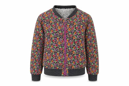 Front view of tuc tuc girls’ multicoloured floral cotton full zip sweatshirt, size 6, years zip - reversible