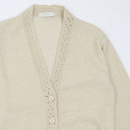 Womens UK Size M Classic Beige Cardigan Jumper