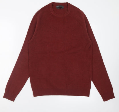 Marks and Spencer Mens Brown Crew Neck  Cotton Pullover Jumper Size S