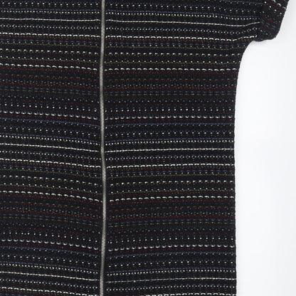 Zara Womens Multicoloured Geometric Cotton T-Shirt Dress  Size XS  Crew Neck Zip