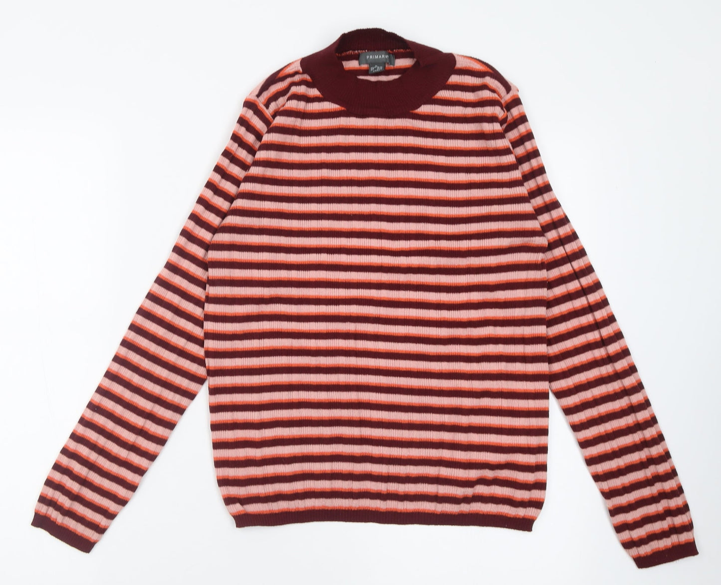Primark Womens Multicoloured Crew Neck Striped Polyester Pullover Jumper Size XL