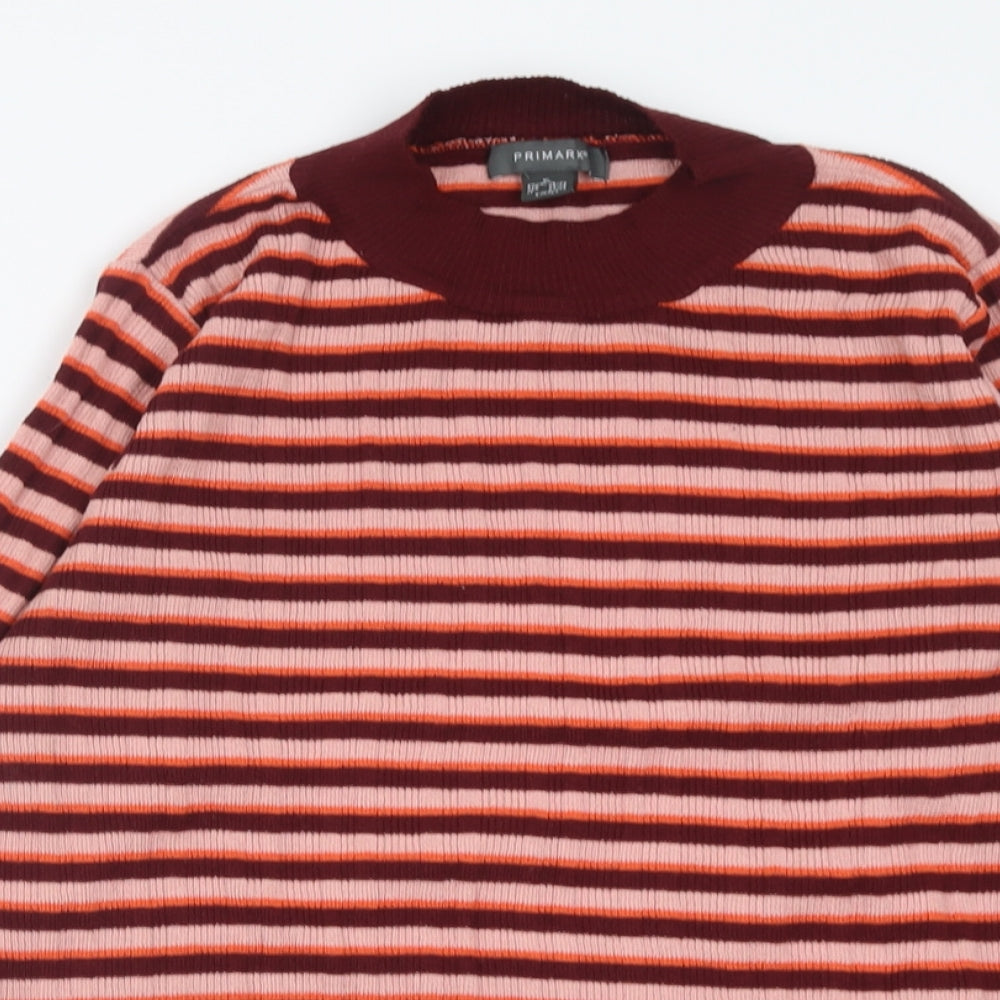 Primark Womens Multicoloured Crew Neck Striped Polyester Pullover Jumper Size XL
