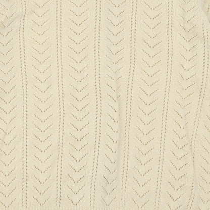 Classic Womens Ivory Crew Neck Geometric Acrylic Cardigan Jumper Size 12