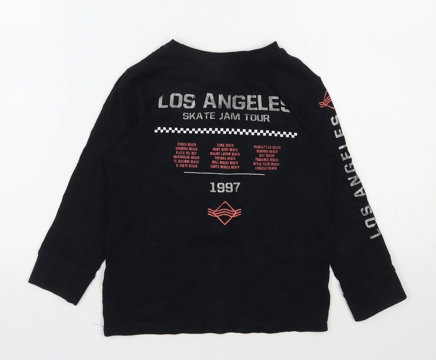 F&F Boys Black  100% Cotton Basic T-Shirt Size 4-5 Years Round Neck Pullover - Venice Beach