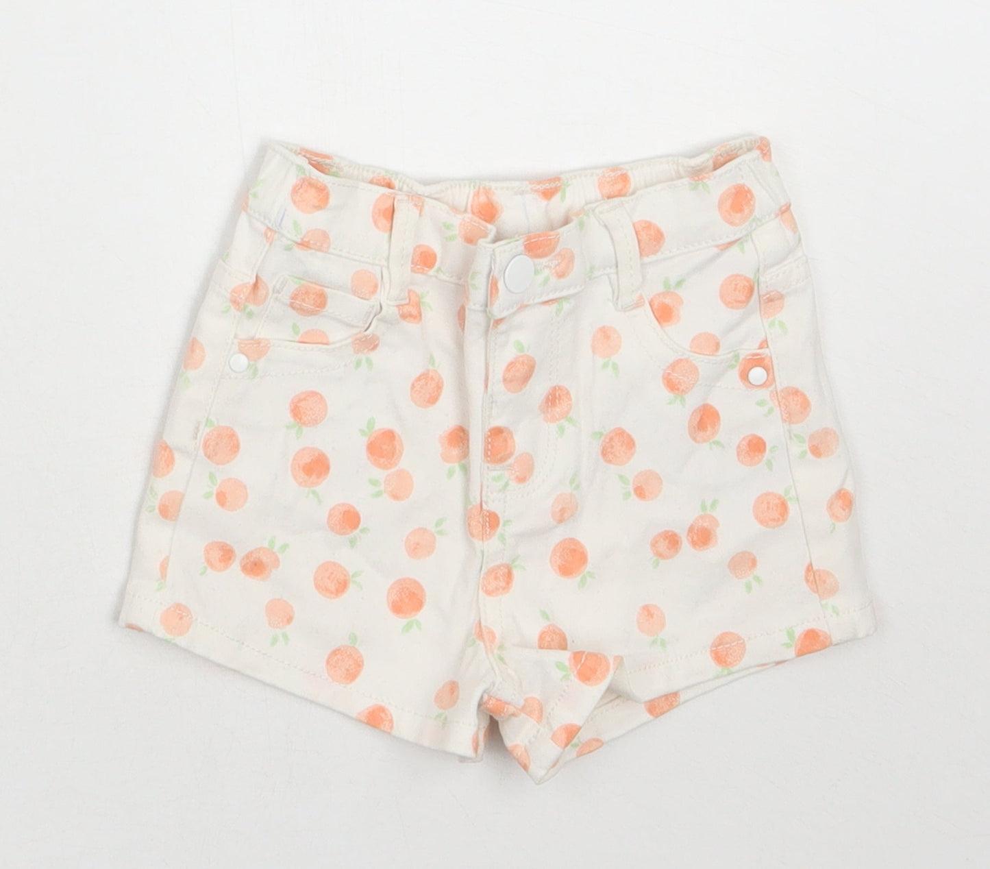 Primark Girls White  Cotton Cropped Jeans Size 12-18 Months  Snap