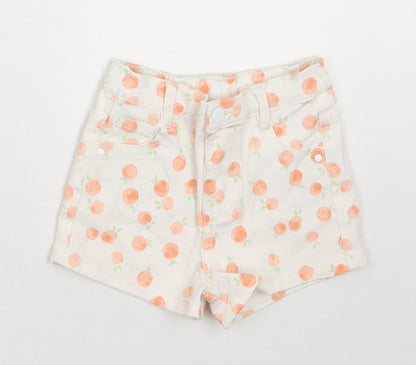 Primark Girls White  Cotton Cropped Jeans Size 12-18 Months  Snap