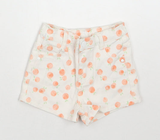 Primark Girls White  Cotton Cropped Jeans Size 12-18 Months  Snap