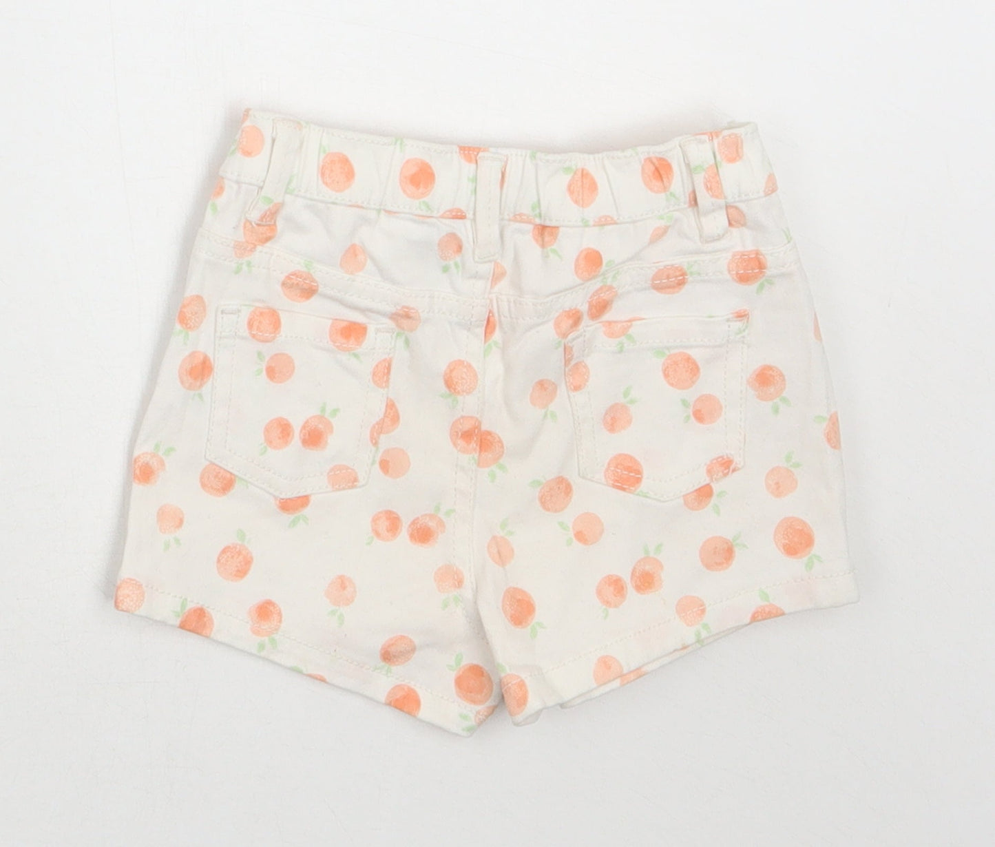 Primark Girls White  Cotton Cropped Jeans Size 12-18 Months  Snap