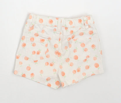 Primark Girls White  Cotton Cropped Jeans Size 12-18 Months  Snap