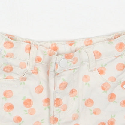 Primark Girls White  Cotton Cropped Jeans Size 12-18 Months  Snap